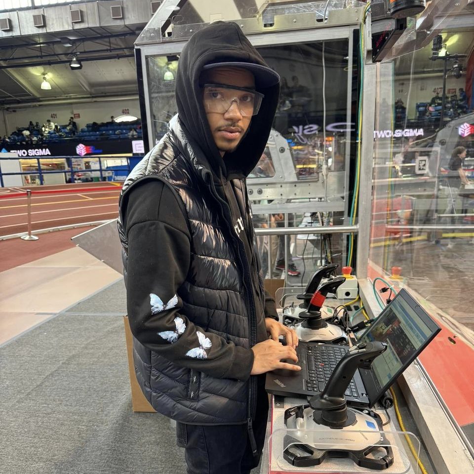 student working on laptop