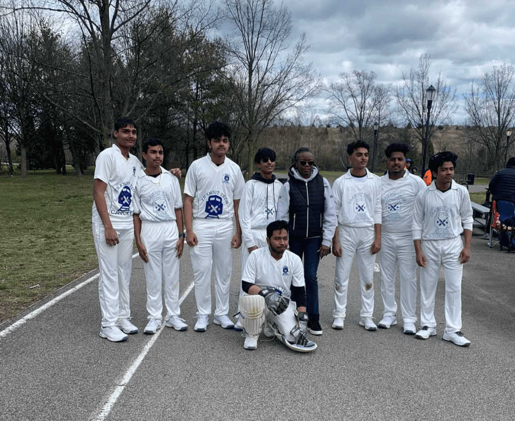 cricket team posing